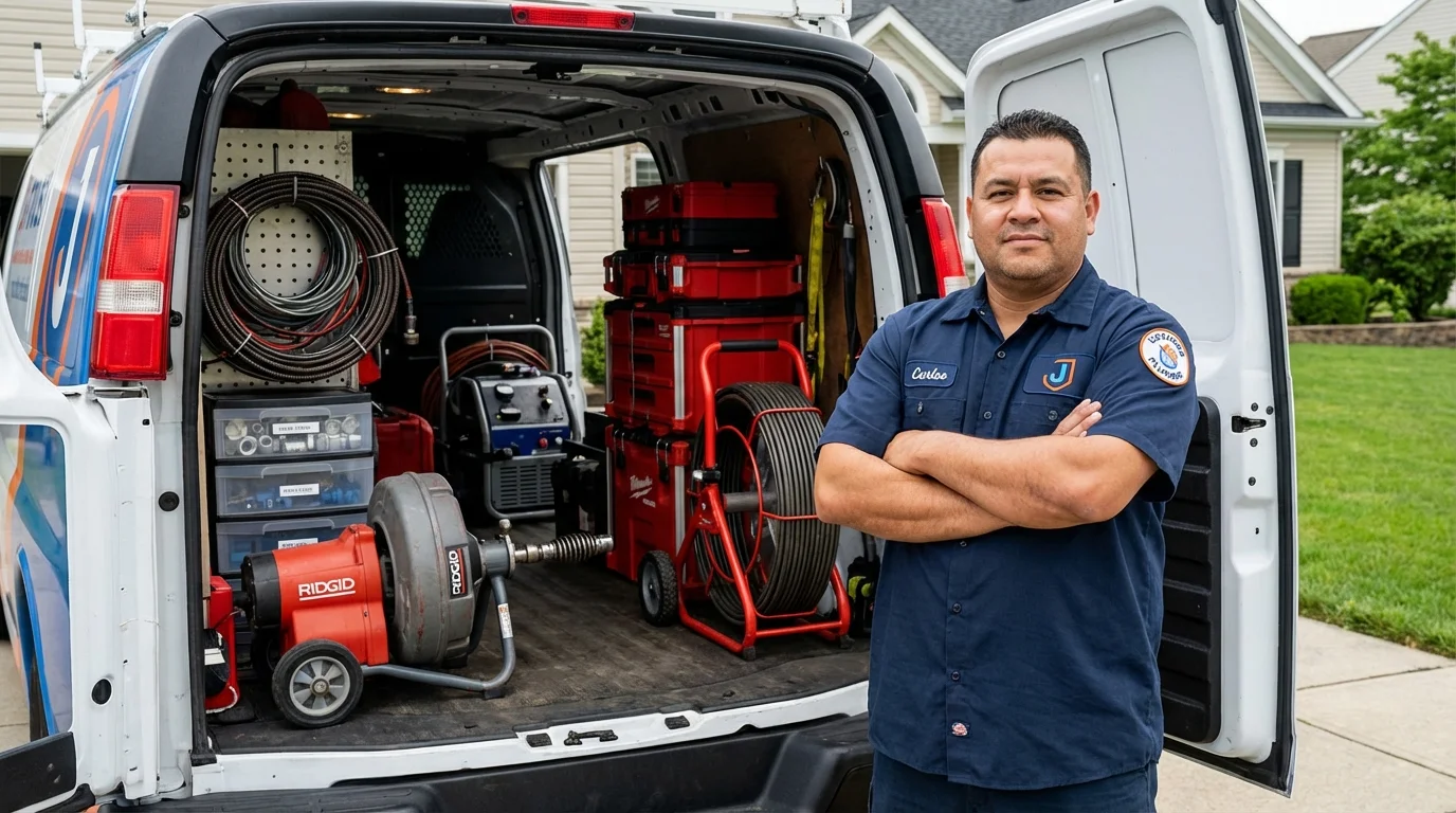 Professional drain cleaning equipment and Johns Plumbing LLC plumber in Ross